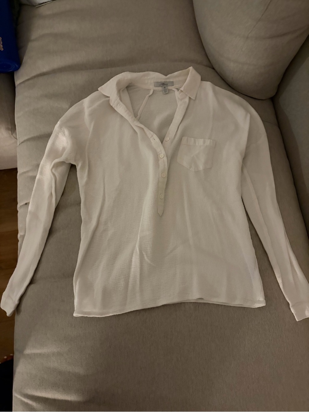 Mavi White Long-Sleeve Button Placket Shirt